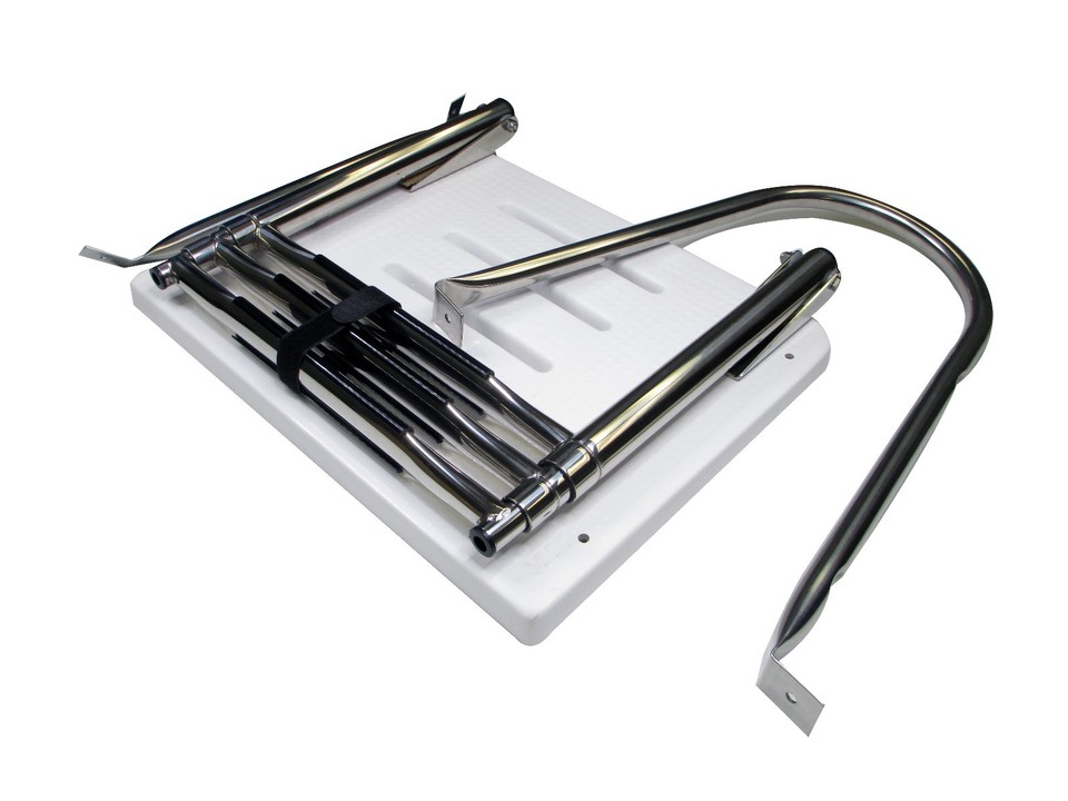 ABOVE PLATFORM TELESCOPIC 3 STEP LADDER IN STAINLESS STEEL - Boulters Chandlery - Foto 5