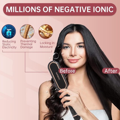 Negative Ionic Hair Straightener Brush with 9 Temp Anti-Scald Auto-Shut Off NEW - Picture 12 of 33