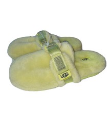 NEW UGG Fluffita Real Fur Yellow Slippers Closed Toe Open Back Womens Sz US 7