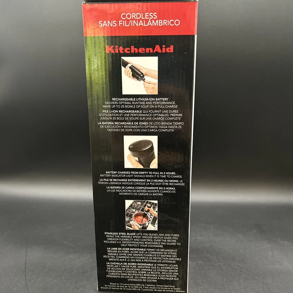 Batidora de mano inalámbrica KitchenAid velocidad variable blanca (KHBBV53WH) Foto 4 de 4