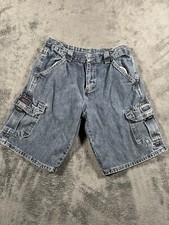 VINTAGE Wrangler Denim Cargo Shorts Youth Boys 10 Husky Adjustable Waist Y2K