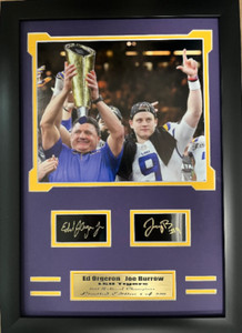 LSU National Champions Coach O & Joe Burrow 8x10 photo w/Engraved Signature