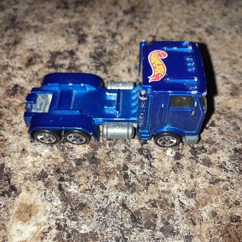 Vintage Hot Wheels 1986 Blue Semi Truck Cab Over Thailand - Loose