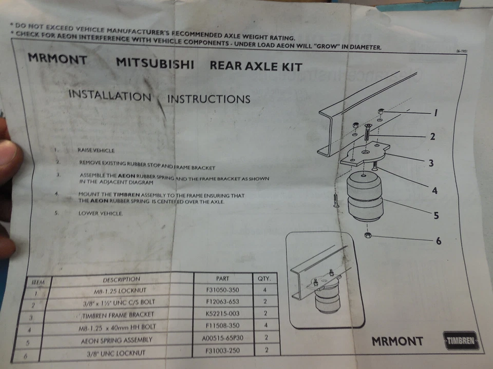 Timbren SES 89-00 se adapta a Mitsubishi Montero y camioneta deportiva tope trasero MRMONT Foto 2 de 4