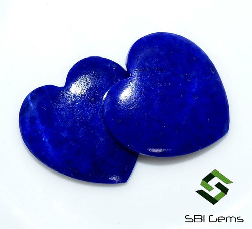 10.81 CTS Natural Lapis Lazuli Heart Shape Cabochon Pair 15x15 mm Loose Gemstone - Picture 6 of 7