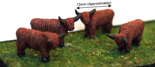 4 Highland Cattle Cows A105p PAINTED N Scale Gauge Langley Models Animals Kit - Picture 2 of 5
