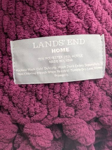 Lands' End Dream Chenille Throw Blanket w/ Fringe 50x83" New in Bag - Picture 7 of 11
