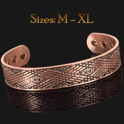 HOLISTIC MAGNETS Wide Mens Copper Magnetic Bracelet Pain Relief Healing Arthritis Armband - CM