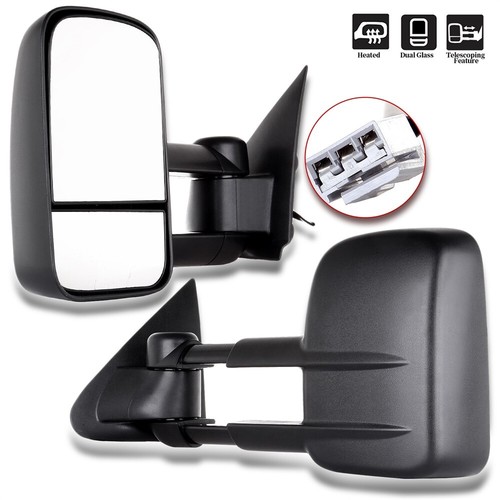 Par de espejos retrovisores de remolque para Ford F150 97-03 con vista eléctrica lateral izquierdo + derecho negros - Imagen 2 de 11