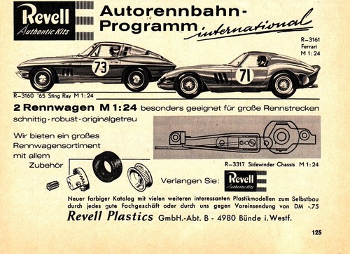 3w7195/ Alte Reklame von 1966 – REVELL Authentic Kits  Autorennbahn – 4980 Bünde