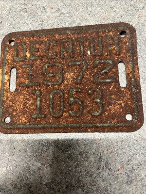 Decatur Tags Vintage 1972 Decatur Bicycle License Plate Bike Tag # 1053 | eBay
