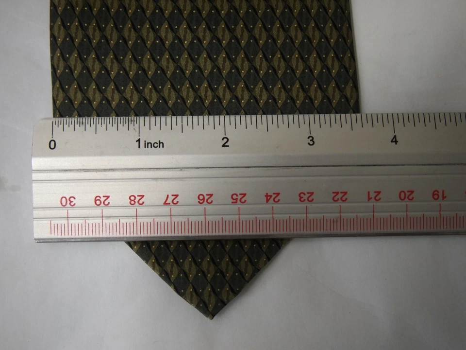 Corbata De Colección Via Europa Para Hombre Verde Oliva Gris Geométrica Seda 59" Foto 4 de 4