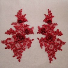 1Pair 3D Applique Lace Flower Floral Embroidery Patch Trim DIY Wedding Dress