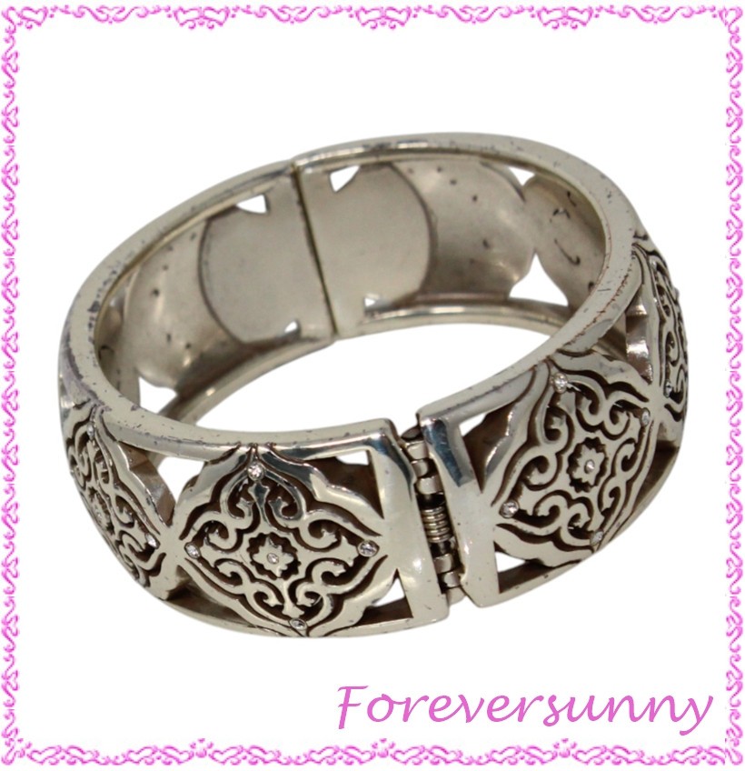 Brighton Hinged Silver Crystal Bangle Bracelet - image 3