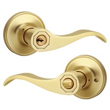 Wave Style Entry Door Handle with Keys, Keyed Door Lever with Lock for Front/...