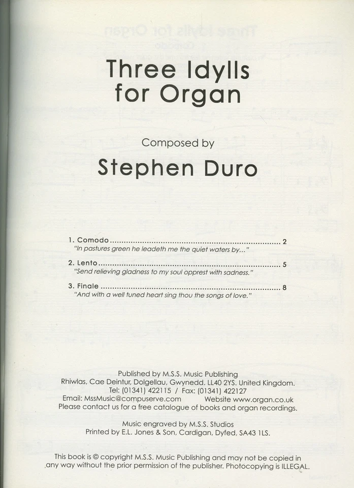STEPHEN DURO - Two Music Books For Classical Organ [NEW] - Image 3 of 4