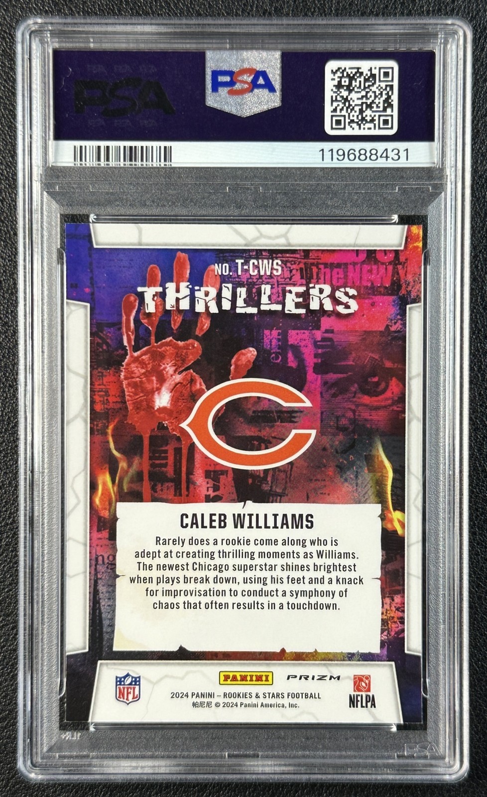 CALEB WILLIAMS PSA 9 2024 PANINI ROOKIES & STARS THRILLERS RED PLAID RC 8431 view 2