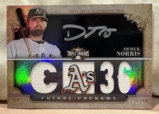2013 Triple Threads Derek Norris #130 Black Silver Ink Jersey Auto Relic #D /25