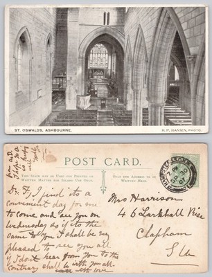 s29452 St Oswalds Kirche Ashbourne Derbyshire H P Hansen Postkarte 1907 Stempel