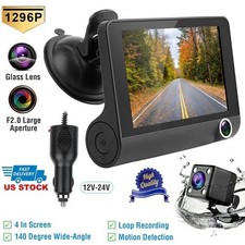 1080P Car DVR 3 Lens Dash Cam Front Rear Driving Video Recorder Camera G-sensor