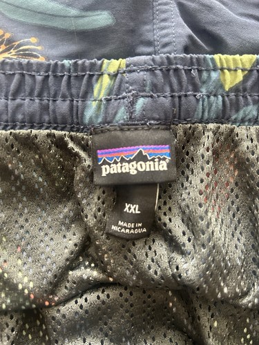 Patagonia Shorts Herren XXL Navy Mesh gefüttert Tropical Birds Baggies Gummibund - Bild 5 von 6