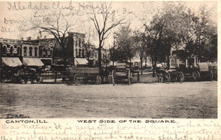 IL CANTON Illinois WEST SIDE SQUARE horse buggy wagon 1906 UDB POSTCARD