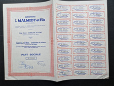 Aktie Entreprises I. Malmedy et Fils 1000 Fr. 1970? Comblain au Port, Belgien