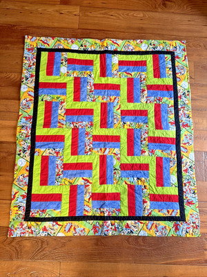 Super Friends DC Comics Handmade Baby Quilt Shower Gift VTG 40x35 Primary Colors
