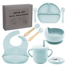 100 Silicone Baby Feeding Set,BPA Baby Dishes Set with Suction Bowl Divided ...