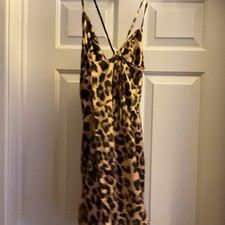 NASTY GAL PLAY SUIT DRESS STRAPPY BACK- LEOPARD PRINT- SIZE 10
