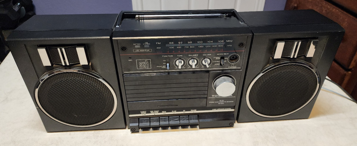 BOØWY 筆箱 SHINSEIDO TOSHIBA EMI Toshiba RT-SX1 Boombox BLACK - WORKS GREAT! Great Condition! New