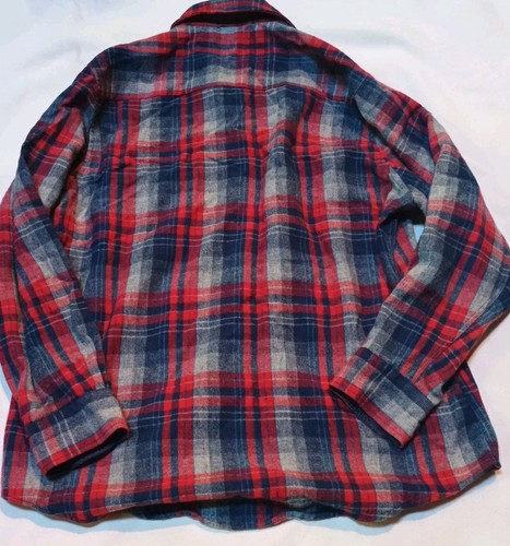 Vintage Fieldmaster Hemd Erwachsene Large rot blau Wolle Flanell 70er 80er Herren - Bild 6 von 6
