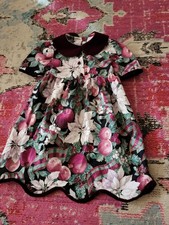 VTG Rose Cottage girls size 6 holiday Christmas party dress floral burgundy cute