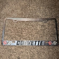 Corvette License Plate Frame Vintage Auto Checker Flag Chevrolet Chevy
