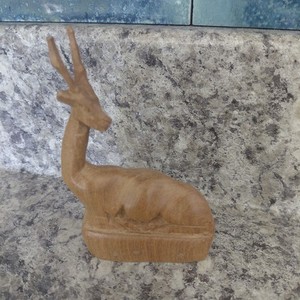 Hand Carved Wooden African Gazelle Antelope Impala Animal African 4x3 Figurine
