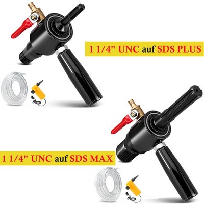 SDS Plus/SDS Max Adapter mit 1 1/4'' UNC Gewinde inkl 4m Wasserleitung+Wasserpump