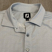 Footjoy Golf Polo Shirt Mens XL Gray Geometric All Over Print Pattern Preppy
