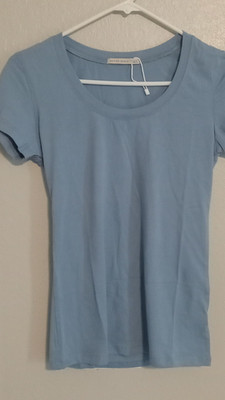 Active Basic Women's Light Blue Scoop Neck Short Sleeve Cotton T-Shirt Size M