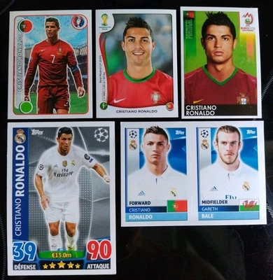 RARE CRISTIANO RONALDO 1 CARD & 4 STICKERS PANINI FOOT TOPPS PORTUGAL MADRID - Photo 1/2