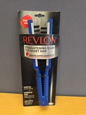 Revlon Blue Ceramic Straightening Hair Brush For Short Hair NOS Vented 