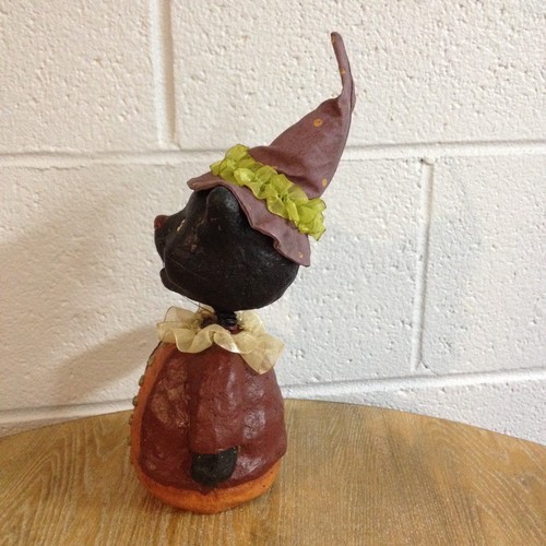Vintage Folk Art Paper Mache Cat 11" Halloween Nicole Sayre "Style" Bobblehead - Picture 4 of 9