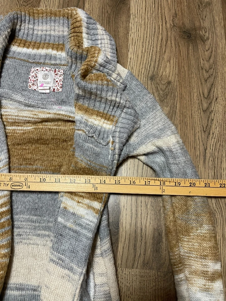 Element Sweater, Women's Size Medium, Brown White Grey Cardigan Long Sleeve - Image 4 of 4