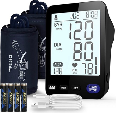 #ad #ad Blood Pressure Monitor 3 User with 2 Size Cuffs Large LED Display NIB USB C M XL $38.90