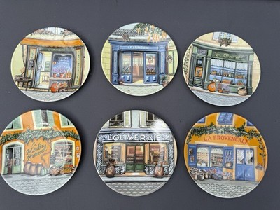 Philippe Deshoulieres Provence L'Amandier Store Front Canape Plate Set 6 Limoges