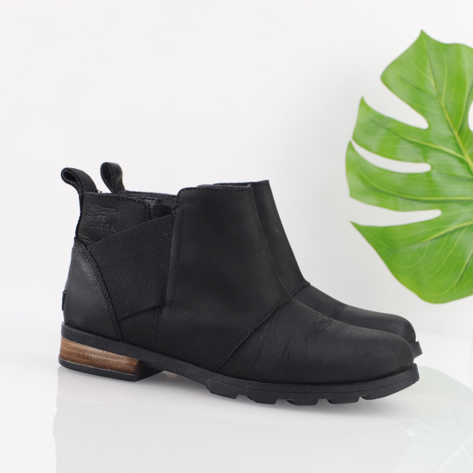 SAOLA Stivali Sorel donna Emelie taglia 8 neri impermeabili chelsea bootie suola strappata