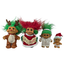 Vintage Russ Christmas Troll Dolls Lot Reindeer Caroler Angel Santa Baby 90s