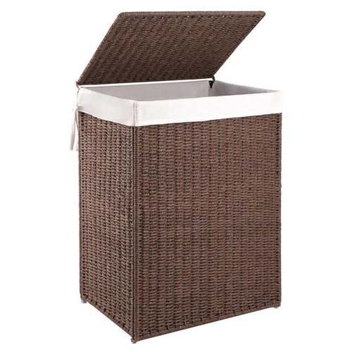 Laundry Hamper with Lid, 23.8 Gal (90L) Wicker Hamper with Removable Liner Ba...