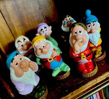 Vintage Disney Snow White  The Seven Dwarfs 5" Vinyl Bath Toy Figures Set of 7