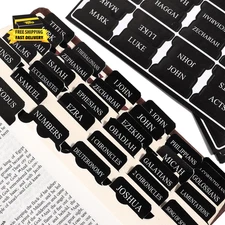 Black Bible Tabs for Men - Paper Index Tabs for Scripture Study & Chapter Marker