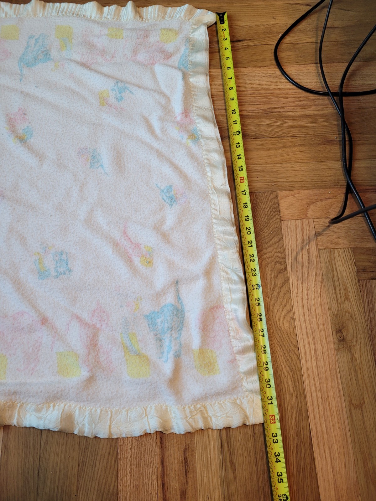 Vintage Satin Trim Baby Blanket Animal Print